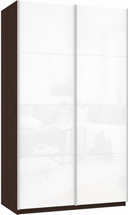 Шкаф 2-створчатый Прайм (Белое стекло/Белое стекло) 1600x570x2300, венге в Барнауле - изображение