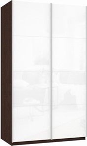Шкаф-купе 2-х дверный Прайм (Белое стекло/Белое стекло) 1400x570x2300, венге в Барнауле