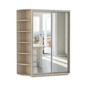 Шкаф 2-х дверный Экспресс (2 зеркала), со стеллажом 1700x600x2200, шимо светлый в Барнауле