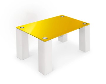 Стеклянный столик Колизей-8, белый/желтое стекло в Барнауле