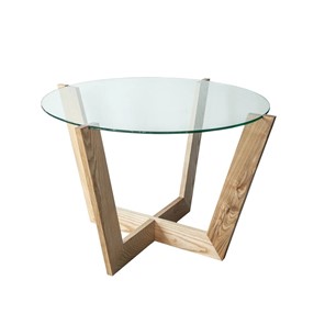 Стеклянный столик Оникс-10, Натуральный массив/Прозрачное стекло в Барнауле