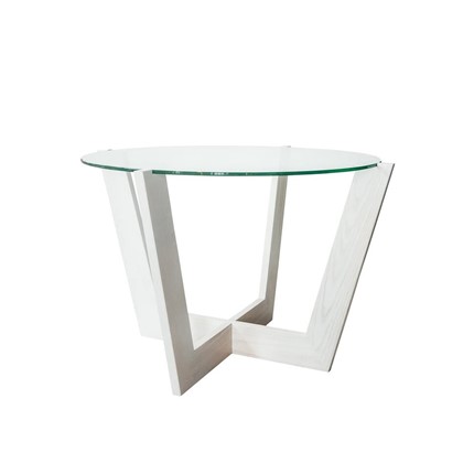 Круглый столик Оникс-10, Выбеленный дуб/Прозрачное стекло в Барнауле - изображение