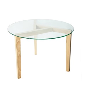 Круглый столик Оникс-7, Натуральный массив/Прозрачное стекло в Барнауле