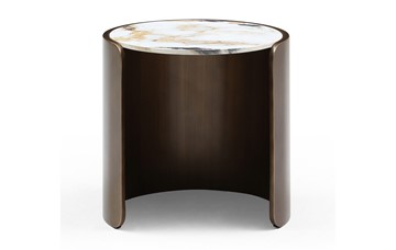 Журнальный круглый стол ET3095CI (D45) белая керамика /бронзовый в Барнауле - предосмотр