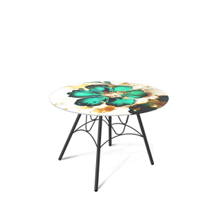 Круглый столик SHT-S100 / SHT-TT32 60 стекло/МДФ (малахитово зеленый/черный муар) в Барнауле - предосмотр