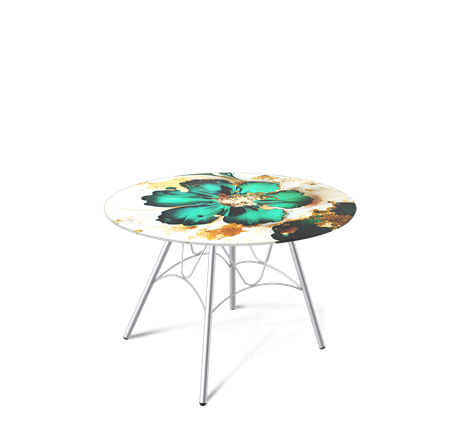 Круглый столик SHT-S100 / SHT-TT32 60 стекло/МДФ (малахитово зеленый/хром лак) в Барнауле - изображение