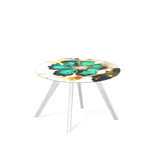 Круглый столик SHT-S39 / SHT-TT32 60 стекло/МДФ (малахитово зеленый/белый/патина серебро) в Барнауле - предосмотр