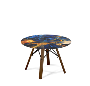 Круглый столик SHT-S70 / SHT-TT32 60 стекло/МДФ (синий сапфир/темный орех/черный муар) в Барнауле