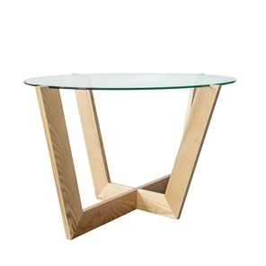Стеклянный столик в гостиную Оникс-6, Натуральный массив/Прозрачное стекло в Барнауле