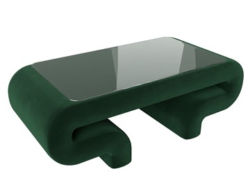 Стеклянный столик в гостиную Волна, зеленый (велюр) в Барнауле