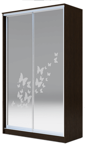 Шкаф 2-х дверный 2200х1682х420 два зеркала, "Бабочки" ХИТ 22-4-17-66-05 Венге Аруба в Барнауле