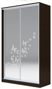 Шкаф 2-х створчатый 2400х1362х620 два зеркала, "Бабочки" ХИТ 24-14-66-05 Венге Аруба в Барнауле
