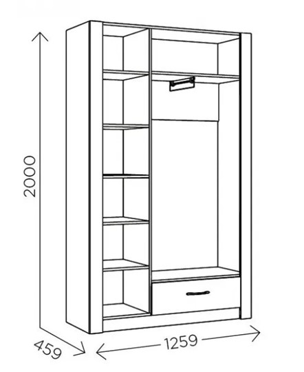 Шкаф гардеробный Ева 5 М2 дуб ирландский/белый матовый в Барнауле - изображение 2