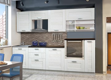 Прямой кухонный гарнитур Квадро 2700, цвет Белая лиственница в Барнауле
