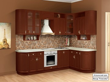 Модульная кухня Марибель Классика 2700х1500, цвет Итальянский орех в Барнауле