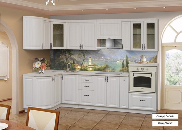 Угловая кухня Веста 1330х2800, цвет Сандал белый в Барнауле - изображение