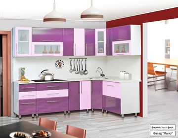 Угловая кухня Мыло 224 2600х1600, цвет Фиолет/Пастель фиолет в Барнауле
