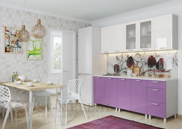 Кухонный гарнитур угловой Модерн, белый глянец/фиолетовый металлик в Барнауле