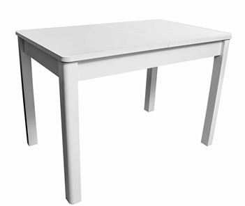 Кухонный раскладной стол Айсберг-07 СТ1, белое ЛДСП/стекло белое/прямые массив белый в Барнауле