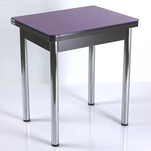 Стеклянный стол СПА-02 СТ2, венге ЛДСП/стекло фиолетовый/39 прямые трубки хром в Барнауле
