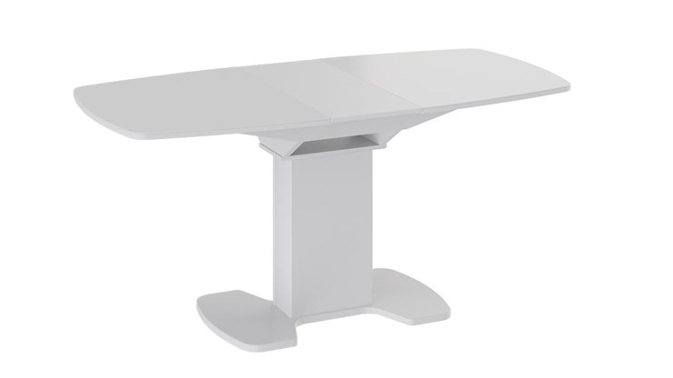 Кухонный раскладной стол Портофино (СМ(ТД)-105.02.11(1)), цвет Белый глянец/Стекло белое в Барнауле - изображение 1