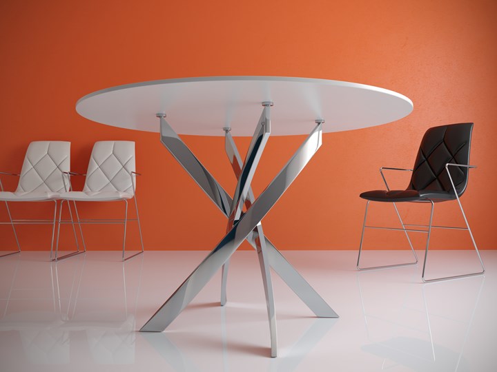 Стол обеденный Kenner R1000 (Хром/Стекло белое глянец) в Барнауле - изображение 1