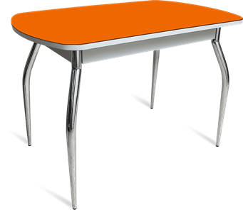 Стеклянный стол ПГ-04 СТ белое/оранжевое/хром фигурные в Барнауле