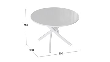 Кухонный обеденный стол Diamond тип 2 (Белый муар/Белый глянец) в Барнауле - предосмотр 1