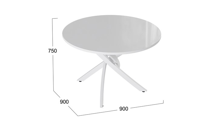 Кухонный обеденный стол Diamond тип 2 (Белый муар/Белый глянец) в Барнауле - изображение 1