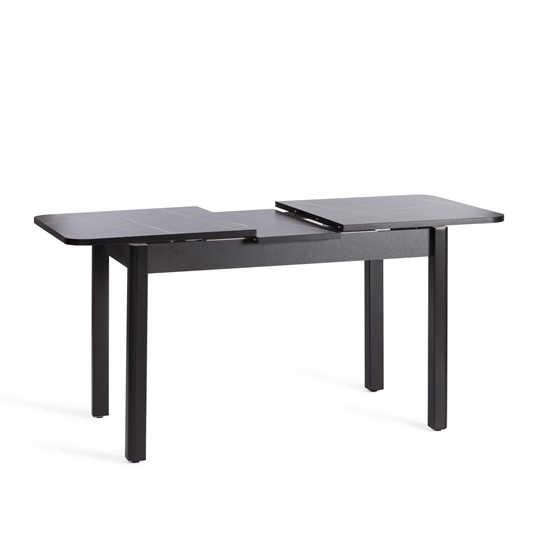 Кухонный стол раскладной ALIGERY ЛДСП/HPL/опора-массив березы, 130х75+30х75, Мрамор чёрный/чёрный арт.20607 в Барнауле - изображение 4