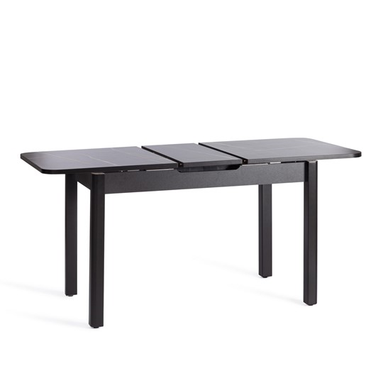 Кухонный стол раскладной ALIGERY ЛДСП/HPL/опора-массив березы, 130х75+30х75, Мрамор чёрный/чёрный арт.20607 в Барнауле - изображение 5