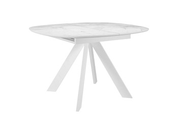Кухонный стол раскладной DikLine BK100 Керамика Белый мрамор/подстолье белое/опоры белые в Барнауле - предосмотр