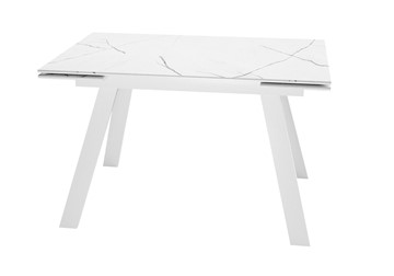 Обеденный раздвижной стол DikLine DKL140 Керамика Белый мрамор/опоры белые (2 уп.) в Барнауле