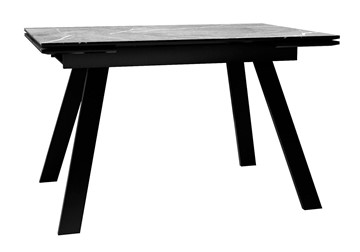 Обеденный раздвижной стол DikLine DKL140 Керамика Серый мрамор/опоры черные (2 уп.) в Барнауле
