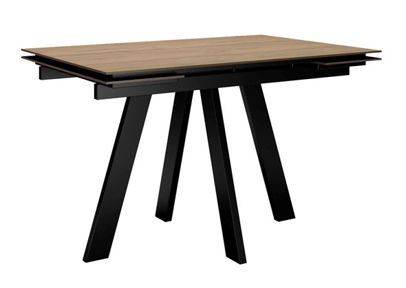 Кухонный стол раскладной DikLine DM120 Дуб галифакс / опоры черные в Барнауле - изображение