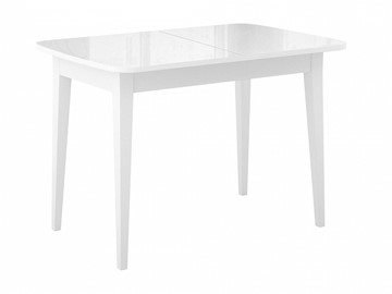 Кухонный стол раскладной Dikline M110 Белый/стекло белое глянец/ножки MM белые в Барнауле - предосмотр
