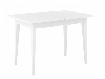 Кухонный стол раздвижной Dikline M110 Белый/стекло белое сатин/ножки MM белые в Барнауле - предосмотр