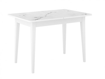 Раздвижной стол Dikline M110 Белый/стекло белый мрамор сатин/ножки MM белые в Барнауле