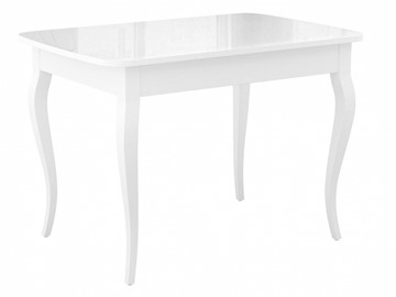 Кухонный раскладной стол Dikline M120 Белый/стекло белое глянец/ножки MC белые в Барнауле