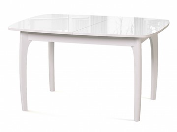 Кухонный раскладной стол Dikline M20 стекло белое/ножки белые в Барнауле