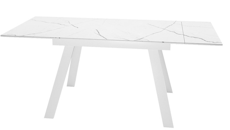 Стол раздвижной DikLine SKM140 Керамика Белый мрамор/подстолье белое/опоры белые (2 уп.) в Барнауле - изображение 1
