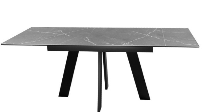 Обеденный раздвижной стол DikLine SKM140 Керамика серый мрамор/подстолье черное/опоры черные (2 уп.) в Барнауле - изображение 2