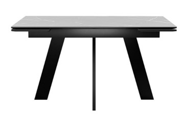 Обеденный раздвижной стол DikLine SKM140 Керамика серый мрамор/подстолье черное/опоры черные (2 уп.) в Барнауле - предосмотр 3