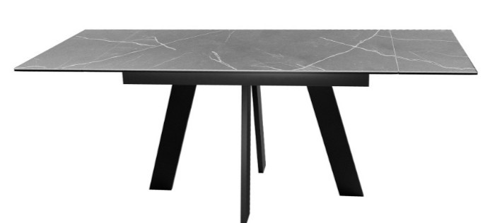 Обеденный раздвижной стол DikLine SKM140 Керамика серый мрамор/подстолье черное/опоры черные (2 уп.) в Барнауле - изображение 4