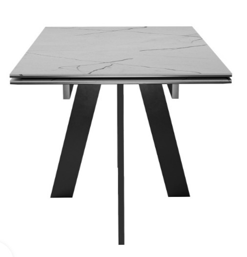 Обеденный раздвижной стол DikLine SKM140 Керамика серый мрамор/подстолье черное/опоры черные (2 уп.) в Барнауле - изображение 5