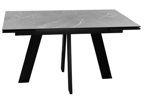Обеденный раздвижной стол DikLine SKM140 Керамика серый мрамор/подстолье черное/опоры черные (2 уп.) в Барнауле - изображение