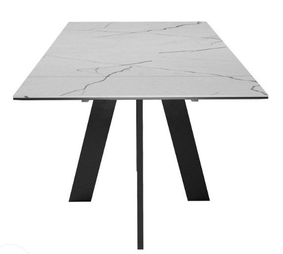 Обеденный раздвижной стол DikLine SKM140 Керамика серый мрамор/подстолье черное/опоры черные (2 уп.) в Барнауле - изображение 6