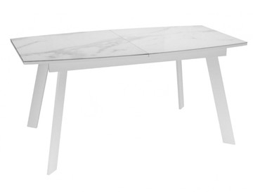 Кухонный раскладной стол Dikline XLS160 мрамор белый глянец/ножки белые в Барнауле - предосмотр