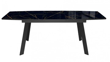 Кухонный стол раздвижной Dikline XLS160 мрамор черный глянец/ножки черные в Барнауле - предосмотр 1