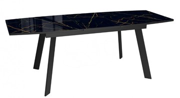 Кухонный стол раздвижной Dikline XLS160 мрамор черный глянец/ножки черные в Барнауле - предосмотр 3